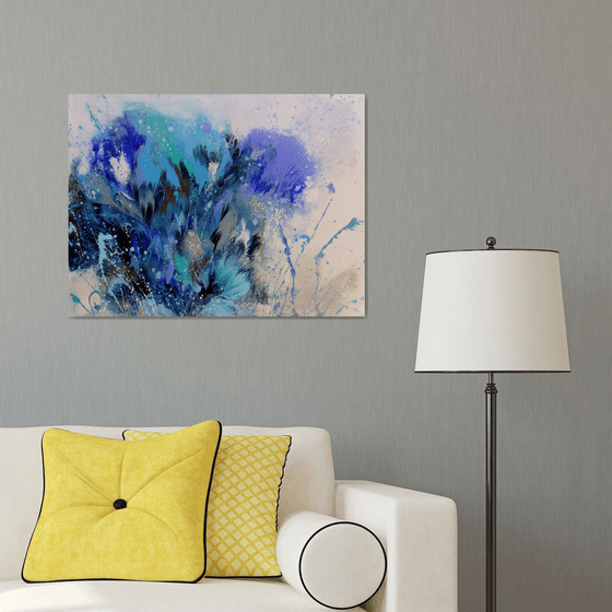 "Blue composition" Abstract painting 60 x 80cm