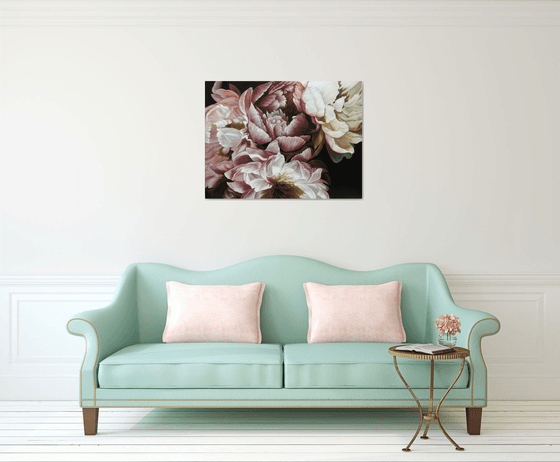 Peonies on a dark background