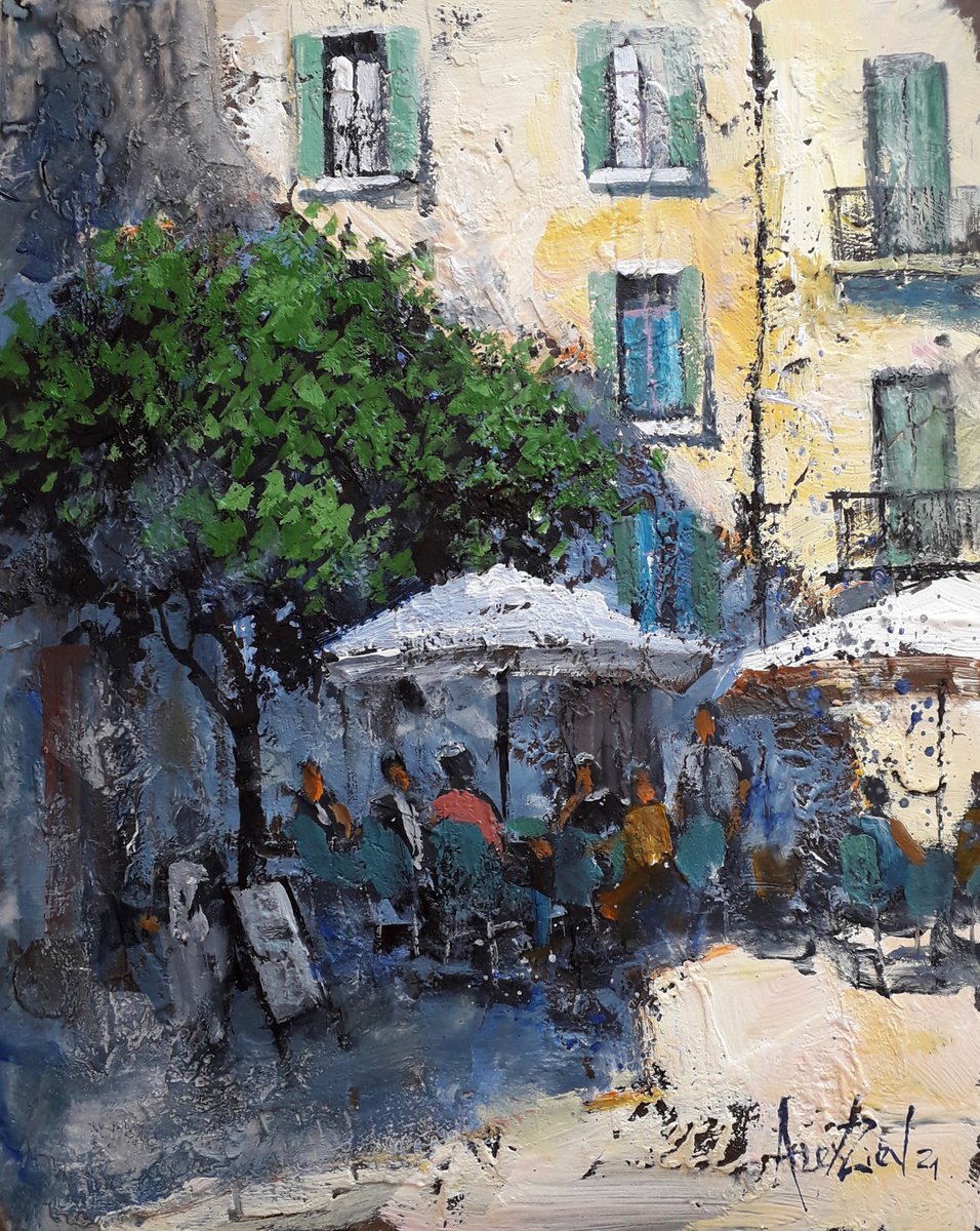 Relief painting. Italian cafe by Alexander Zhilyaev