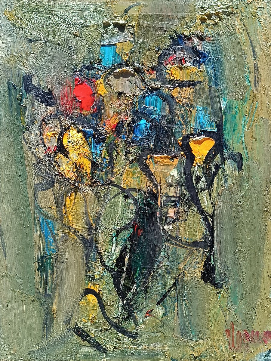 Abstract Painting By Vlas Ayvazyan, 12 X 16", Abstract Rhythms, Original Artwork