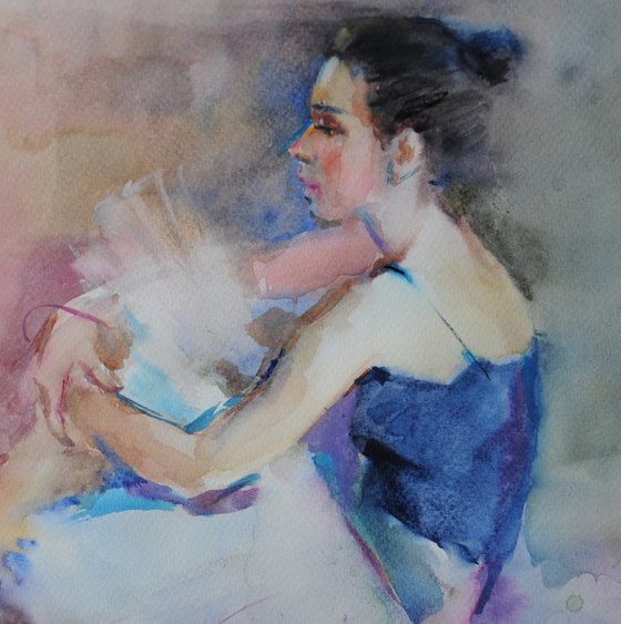 Ballet dancer. Watercolor on paper. 2021