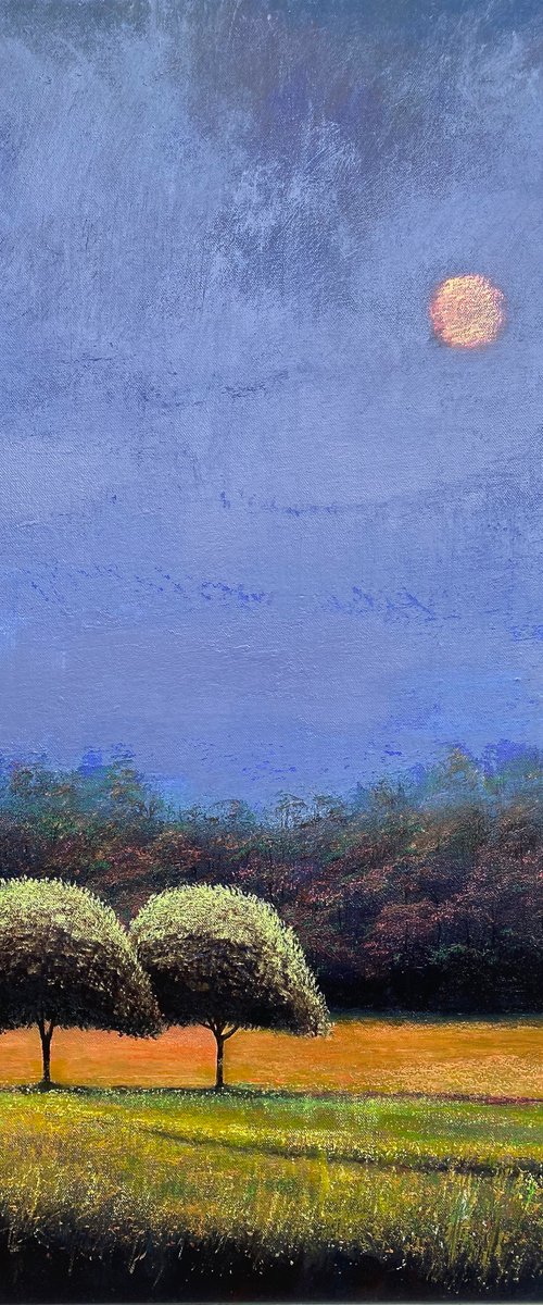 'Solaris Dreamfields XIX' Vivid Landscape Oil Painting on Canvas by Simon Jones