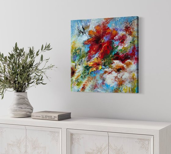 "Vibrant Blossoms" from "Colours of Summer" collection, abstract flower painting