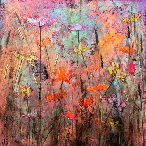 Painting No. 6 of Abstract Floral Collection, Series I by Jo Starkey