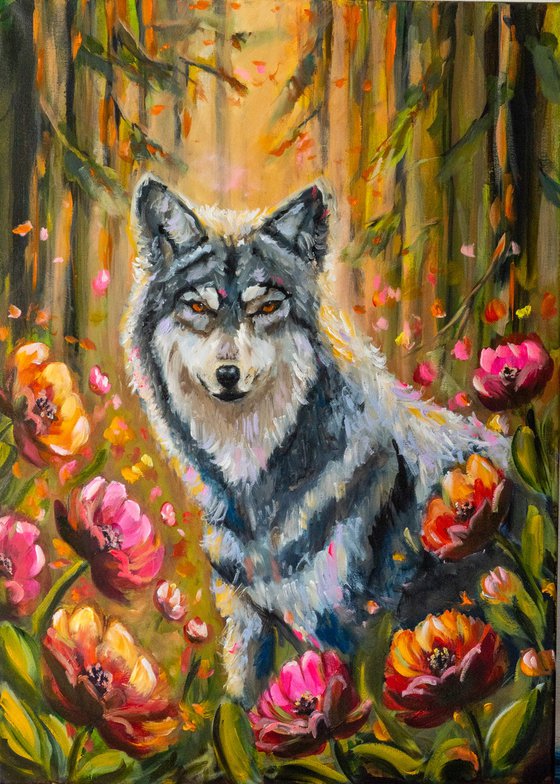 Wolf in Flowers