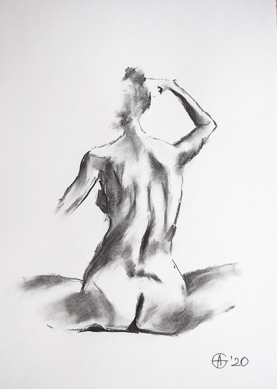 Nude in charcoal. 13. Black and white minimalistic female girl beauty body positive