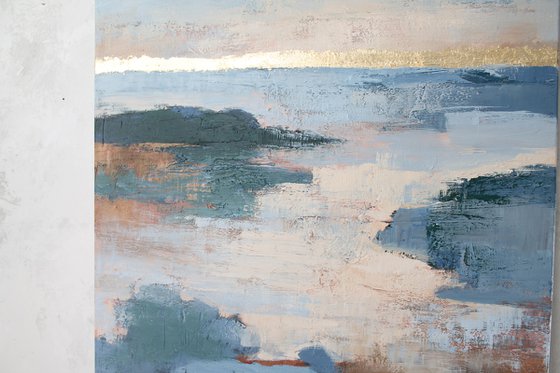"Estuary" Blue abstract nature acrylic art