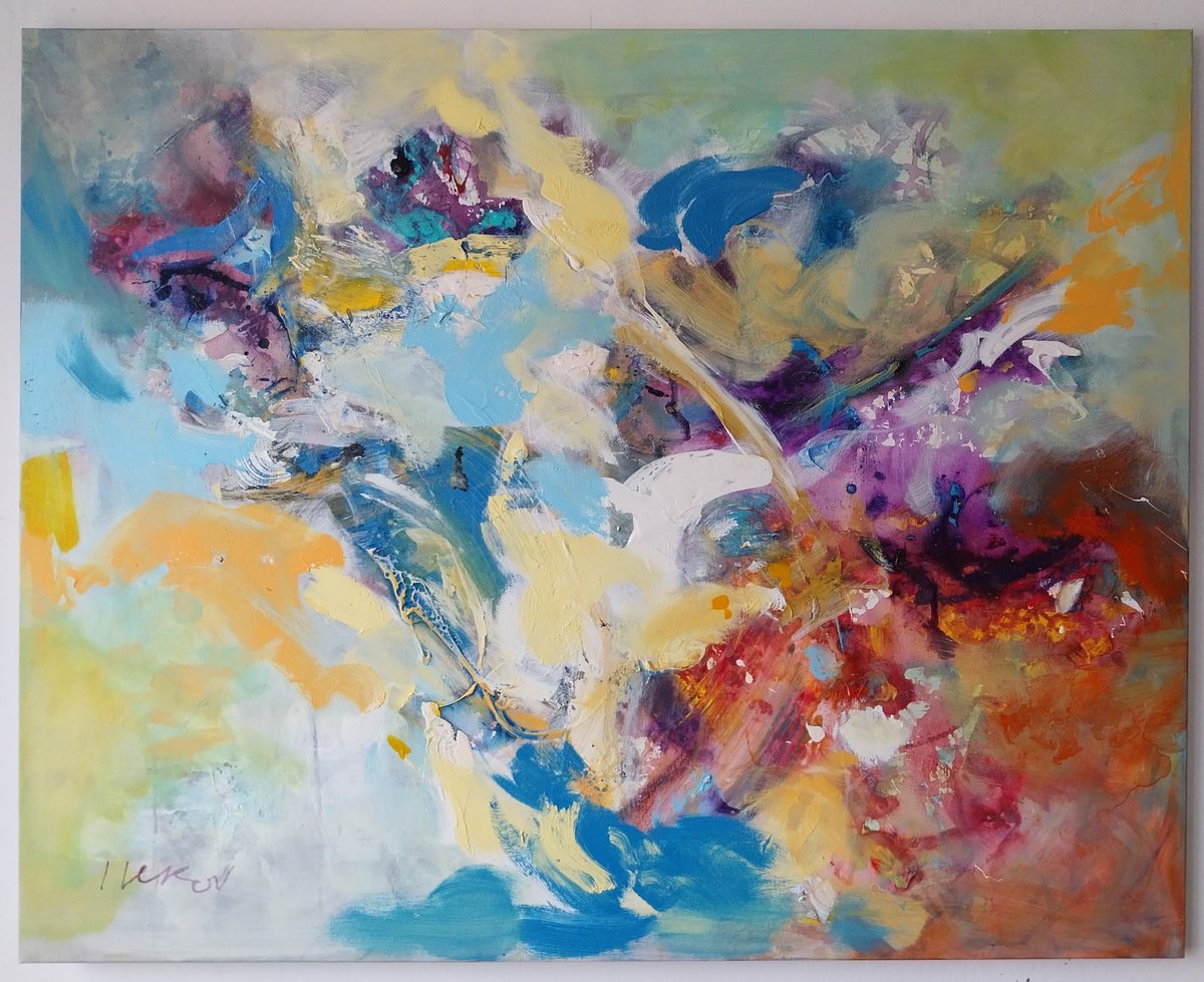 Abstract Acrylic Painting By Ivo Lekov, 39 X 31, Time Consuming, Original Artwork