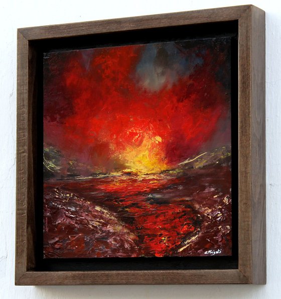 The Clash of Angels #7 - Framed original abstract landscape on 3-D board