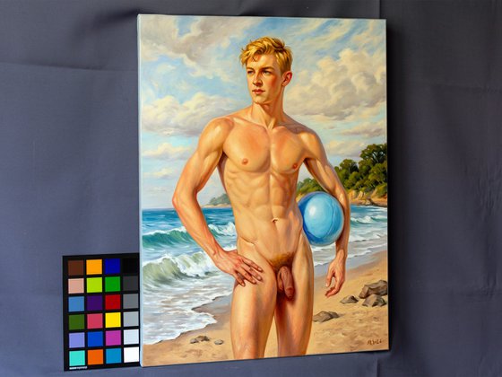 SUMMER REVERIE (NUDE MAN ON THE BEACH)