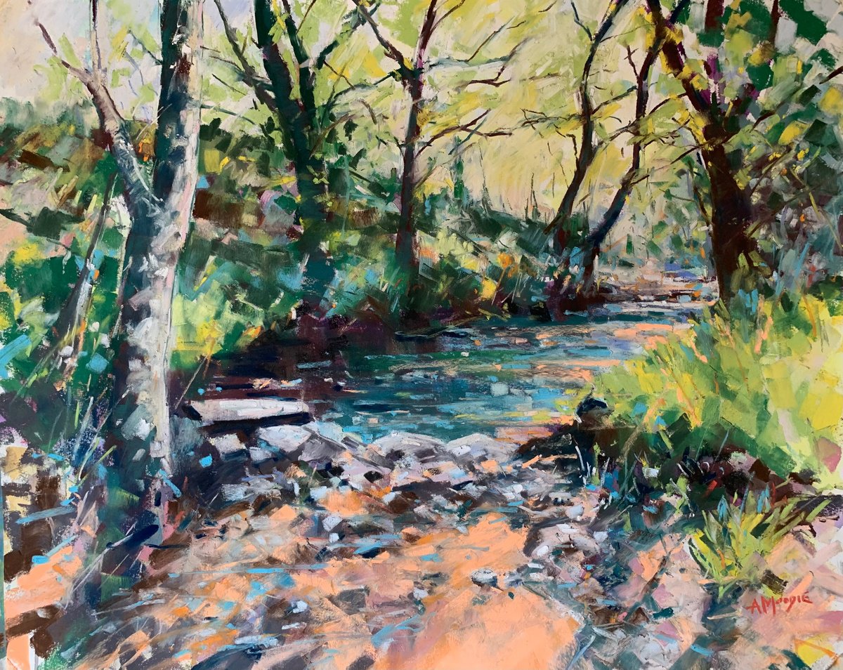 Morning Light on Woodland Stream by Andrew Moodie
