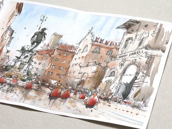 Bologna, urban sketch art.