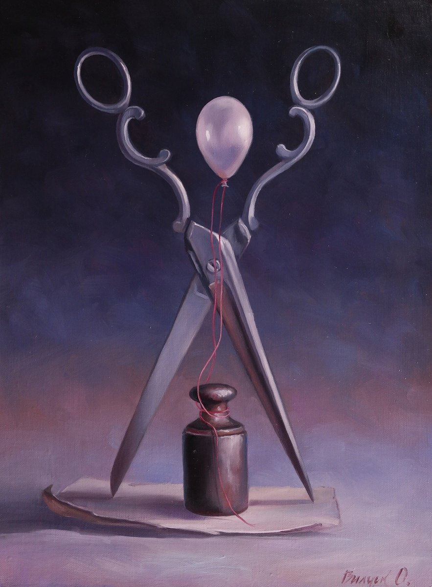 Surrealistic Oil Painting , Fragile Equilibrium By Lena Vylusk, 12 X 16, Artwork For Sale On Artfinder