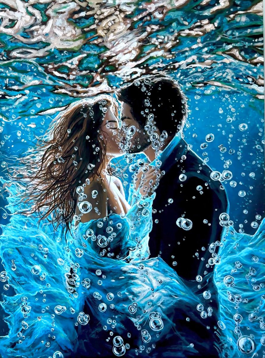 Expressive Portrait Acrylic Painting By Elena Adele Dmitrenko, 30 X 39, Ethereal Depth, Original Artwork