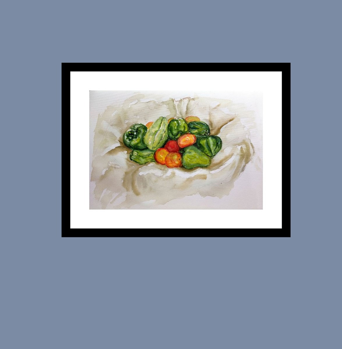 Impressionistic Still Life Watercolour By Asha Shenoy, 17 X 11, A Basket Of Vegetables, Original Artwork