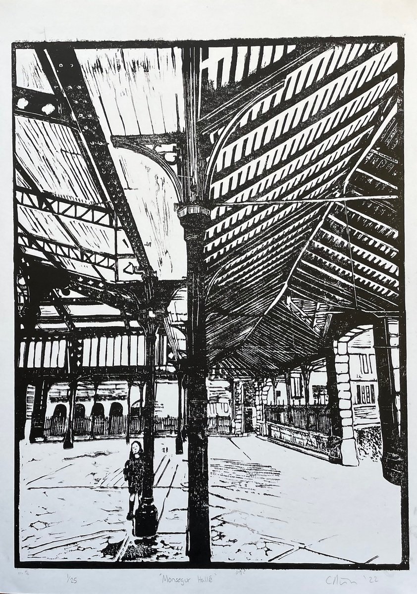Linocut Print - Monsegur Halle by C Staunton