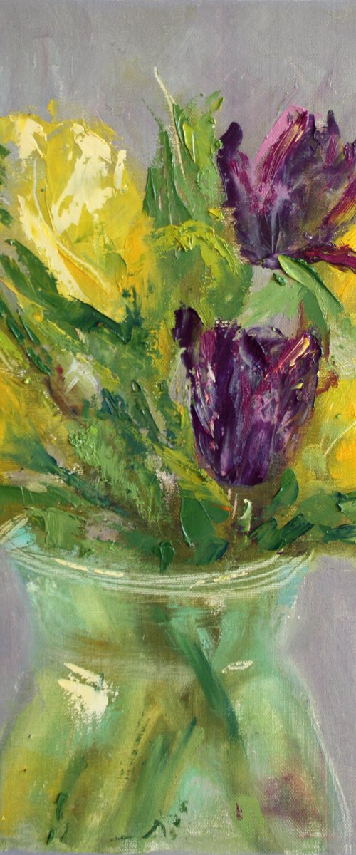 Bouquet Tulips II /  ORIGINAL PAINTING by Salana Art / Svetlana Samovarova