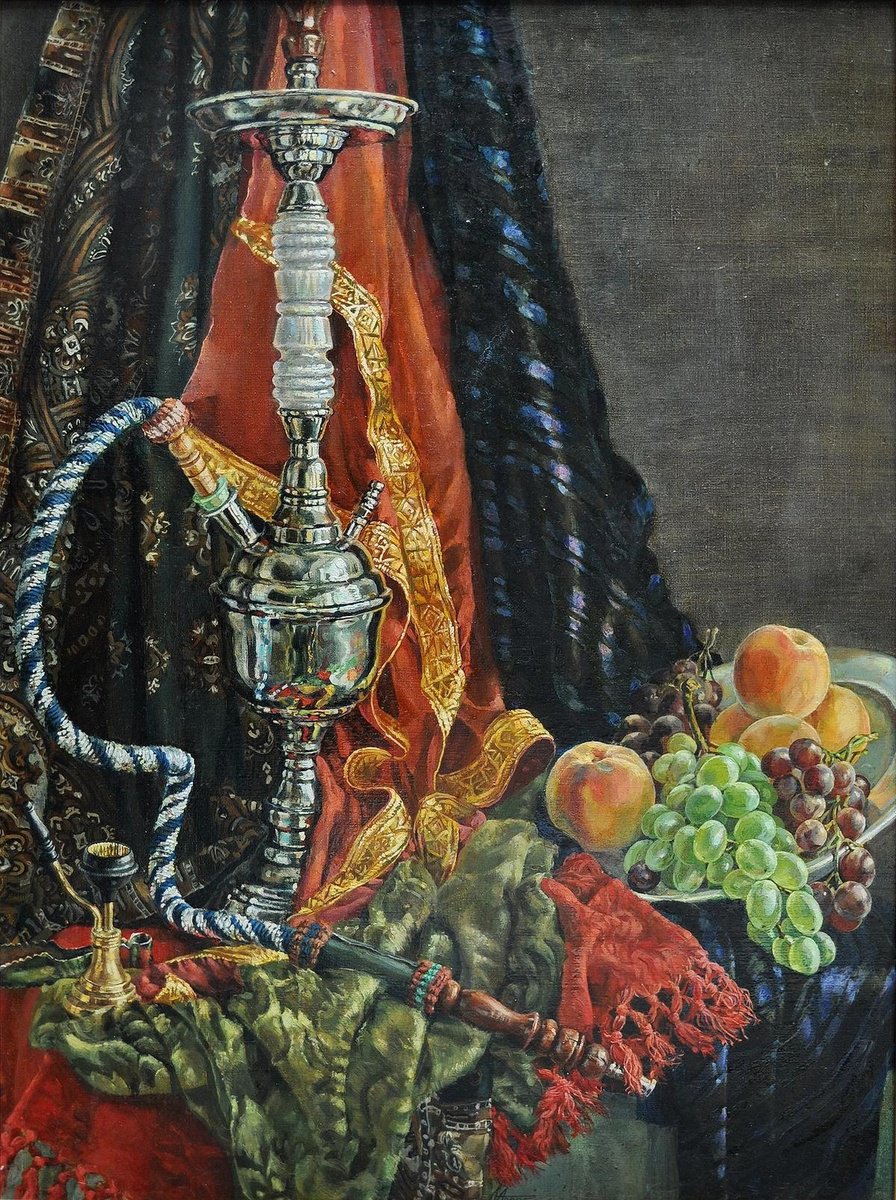 Photorealistic Still Life Oil Painting By Alona Lesnichenko, 28 X 35, Still Life With Hookah, Original Artwork