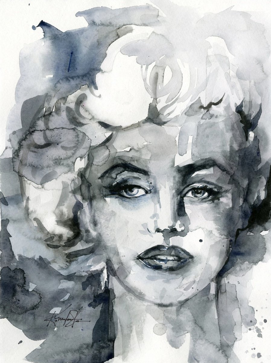 Expressive Watercolour , Goddess Marilyn By Kathy Morton Stanion, 9 X 12, Artwork For Sale On Artfinder