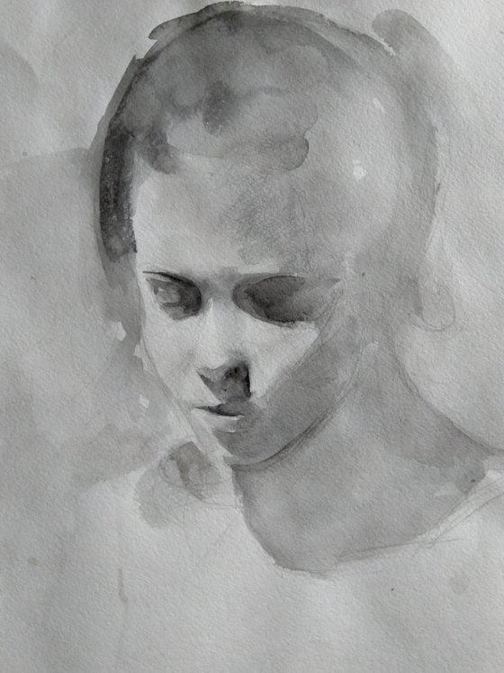 Portrait black white(31x43cm, watercolor, paper)