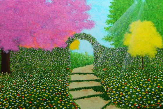 "Fairyland Wishes"- Spring Wild Flower painting; home, office decor; gift ideas