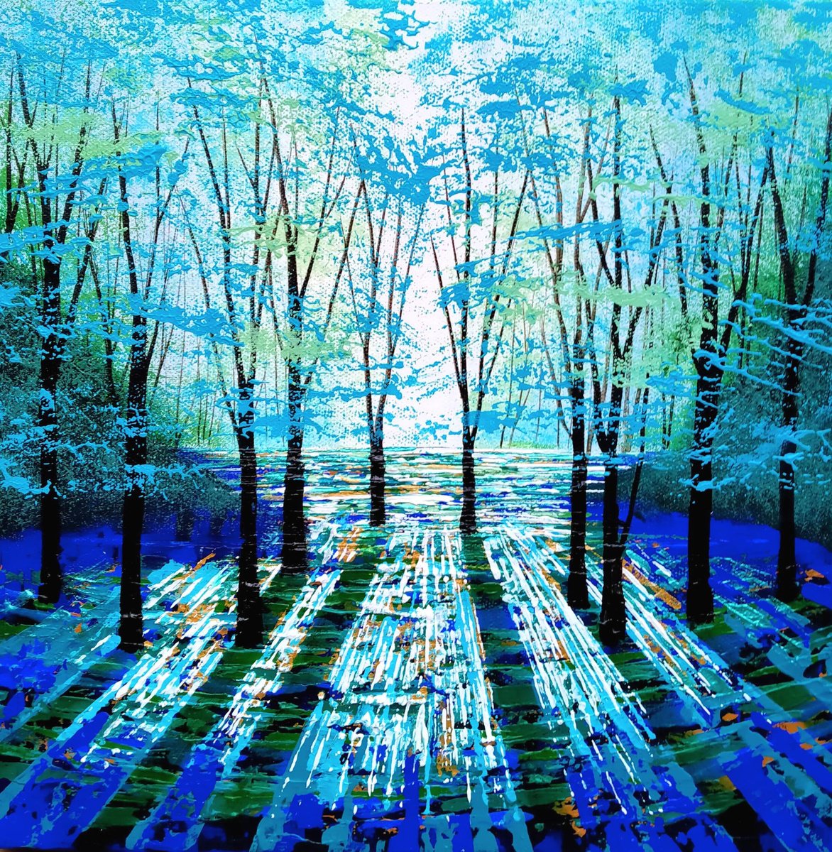  Sapphire Wood By Amanda Horvath, 12 X 12, Artwork For Sale On Artfinder