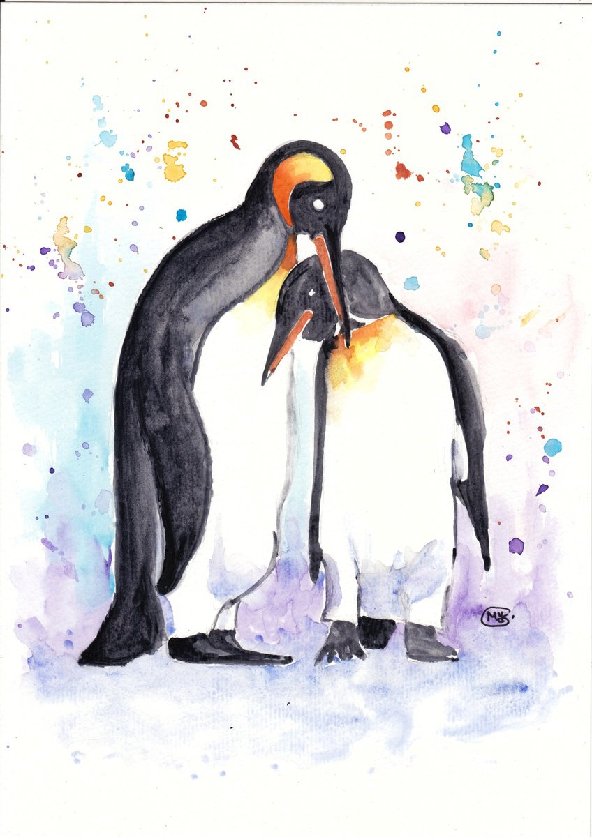 Loving Emperor Penguin Couple by MARJANSART
