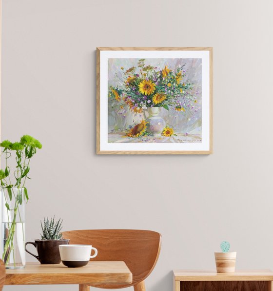 Wildflowers and sunflowers