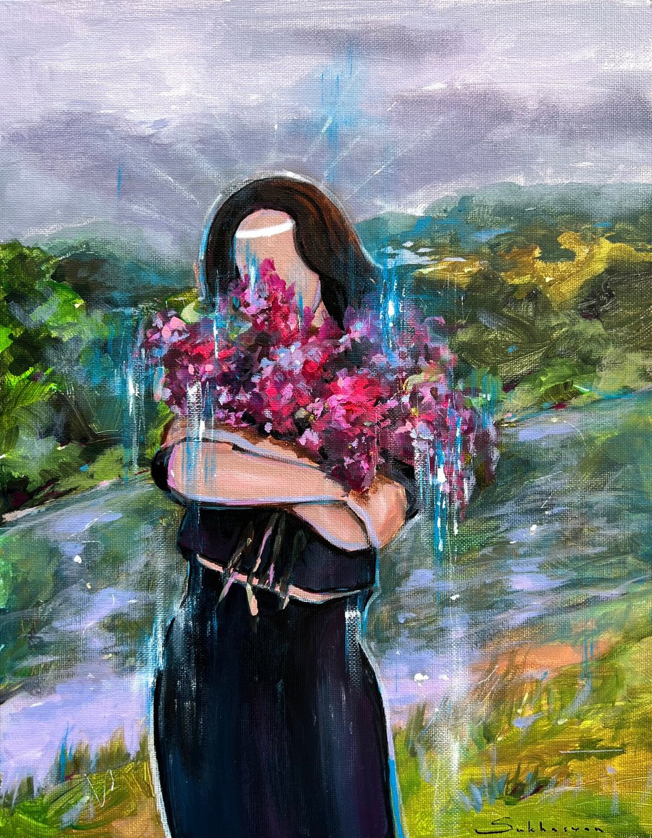 Impressionistic Portrait Acrylic Painting By Victoria Sukhasyan, 11 X 14", Untitled, Original Artwork