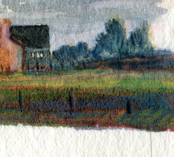 Sunlit House, Miniature Watercolour Painting
