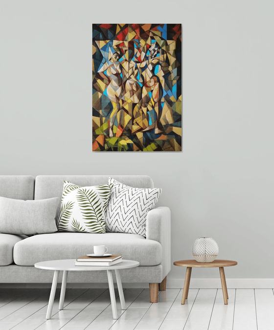 Checkroom(70x100cm, cubism, oil painting, ready to hang)