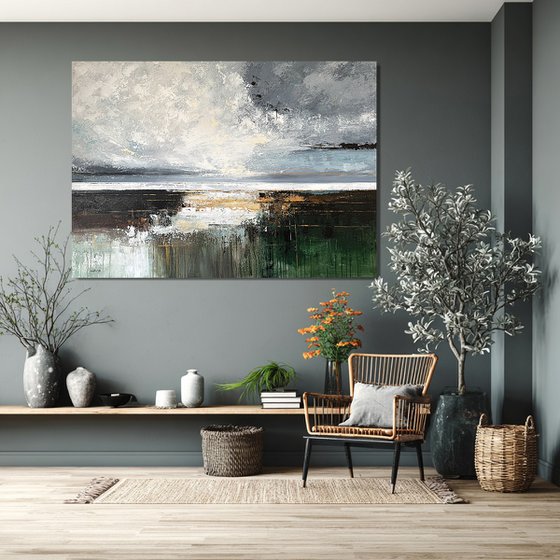 Verdant Radiance Large Green Landscape