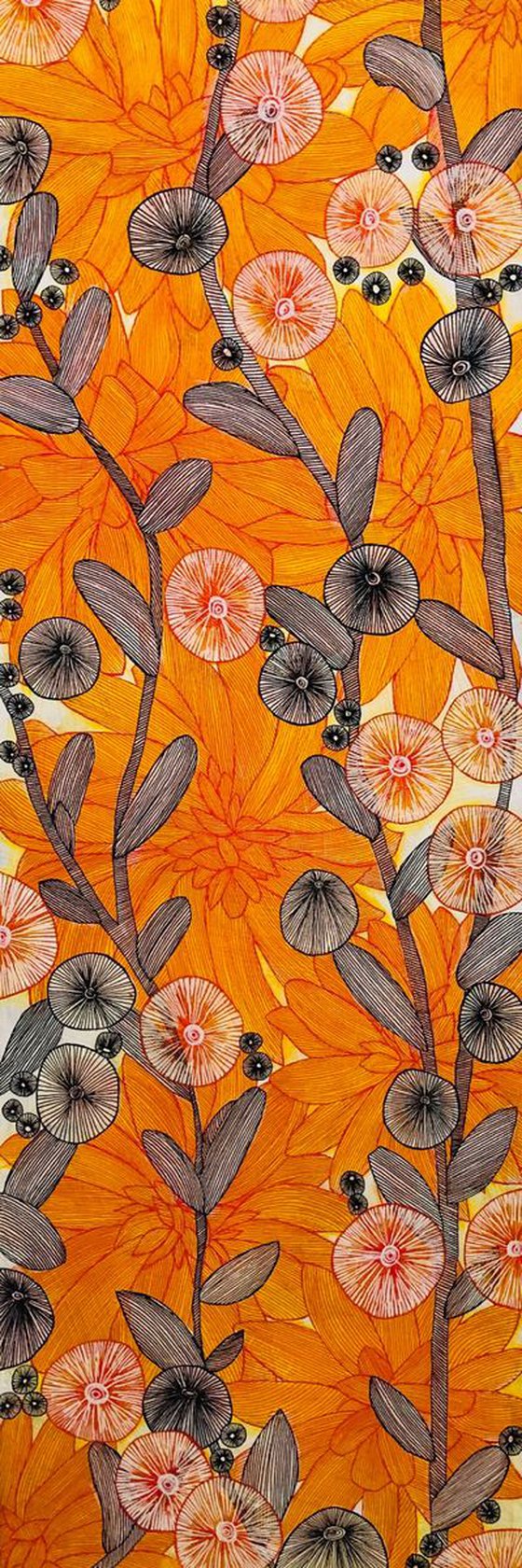 Abstract Orange and Black Blooms CZ19018