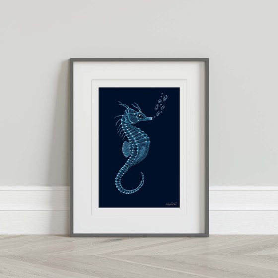 Seahorse - Coloured Stippling Illustration