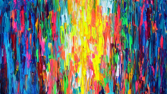 55x31.5'' Large Ready to Hang Abstract Painting - XXXL Huge Colourful Modern Abstract Big Painting, Large Colorful Painting - Ready to Hang, Hotel and Restaurant Wall Decoration, Happy Gypsy Dance