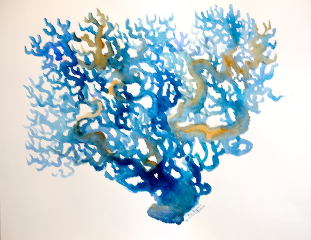 Abstract Coral, Blue Turquoise Abstract Coral artwork by Suren Nersisyan