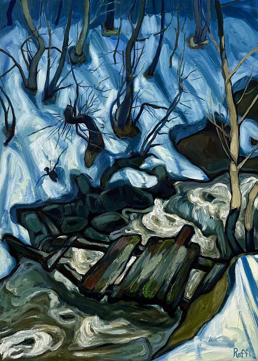 Expressive Landscape Oil Painting By Raffi Ghazaryan, 20 X 28",