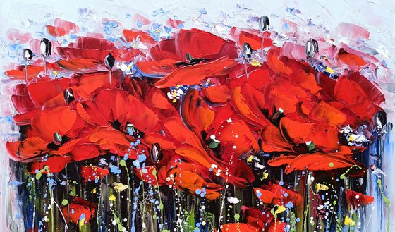 Abstract red poppies