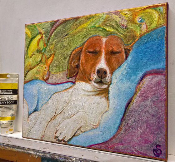 THE VAN DOG DREAMS - ( 25 x 30 cm )