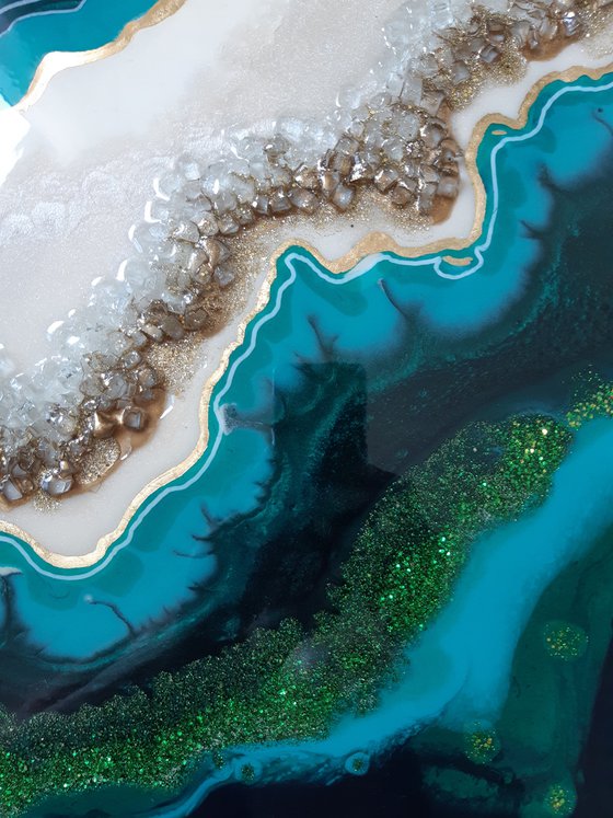 Malachite. 118 x 60 cm  Diptych Geode Art, wall art, Resin art, Resin painting, Modern art