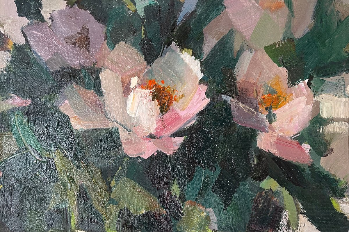 Expressive Botanical Oil Painting By Igor Yuryev, 18 X 12, Present #19, Original Artwork