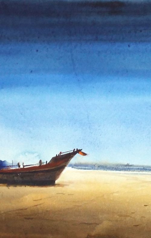 Seashore & Fishing Boat by Samiran Sarkar