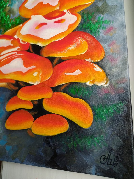 Glossy mushrooms