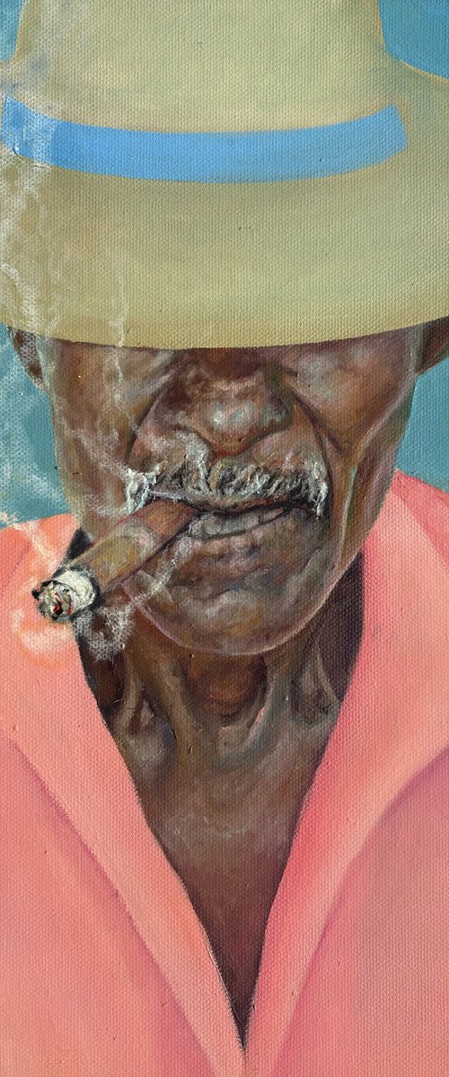 Smoking man in a hat by Anastasiya Kostyuk