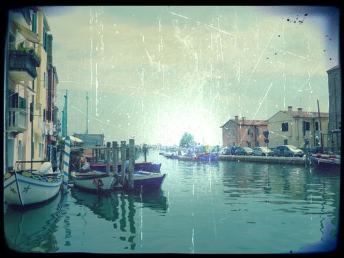 Venice sister town Chioggia in Italy - 60x80x4cm print on canvas 00836m1 READY to HANG by Kuebler