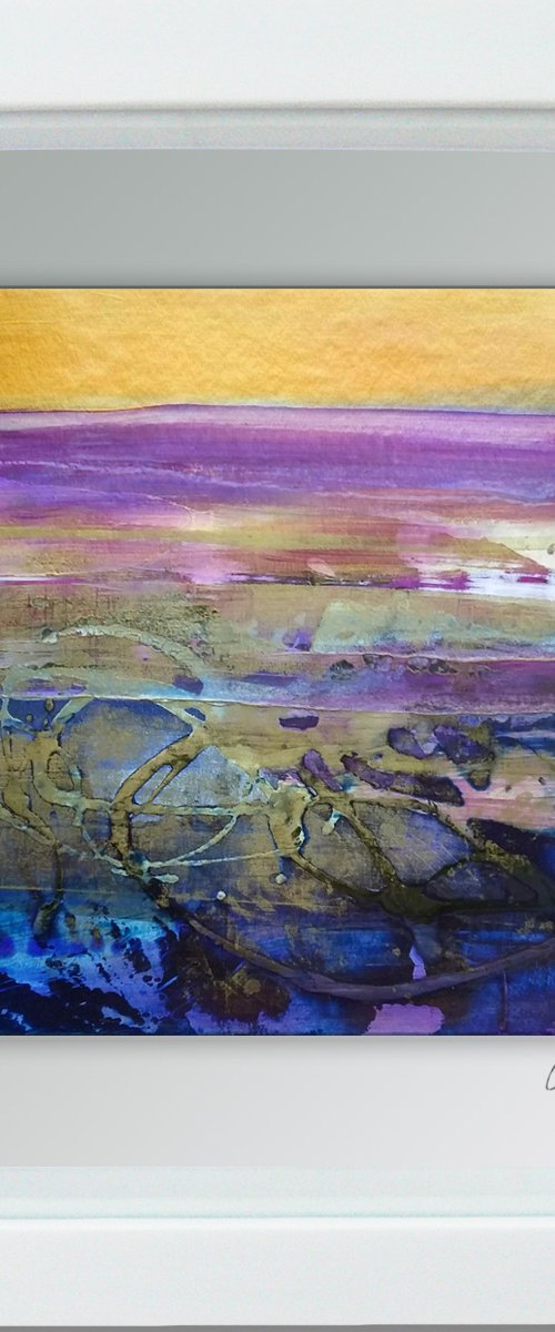 Framed ready to hang original abstract  - Golden Sky by Carolynne Coulson