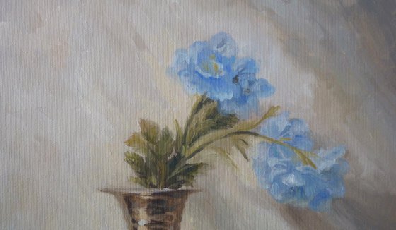 Blue flowers in a vase
