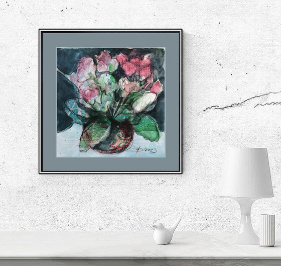 Kalanchoe Series of Original Paintings 20x20cm decorative modern mixed media