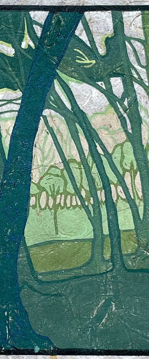 Retreat - Mini Linocut Print by C Staunton