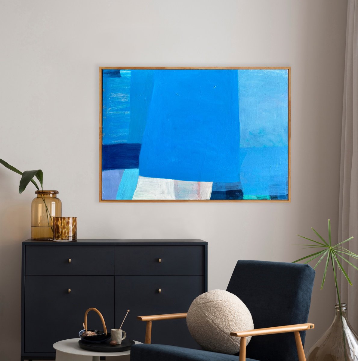 Organic Abstract Oil Painting By Olga Gamy, 39 X 28", End Of The Night, Original Artwork